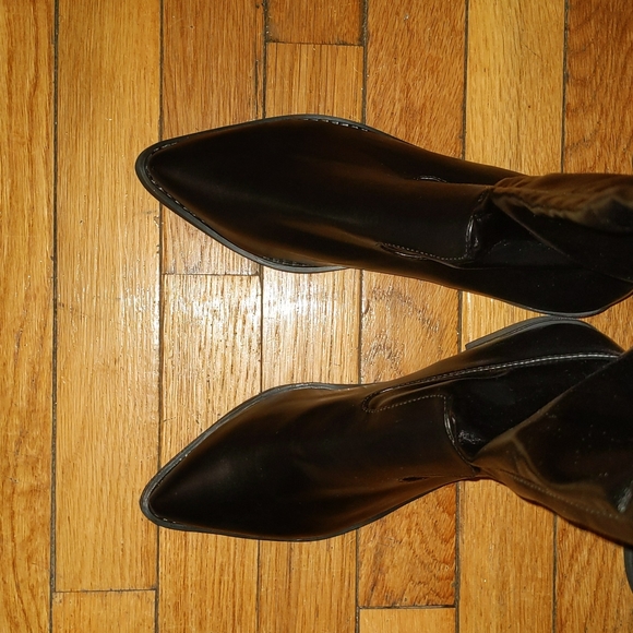 OVER THE KNEE POINTED TOE 'LEATHER' BOOTS - Picture 6 of 6